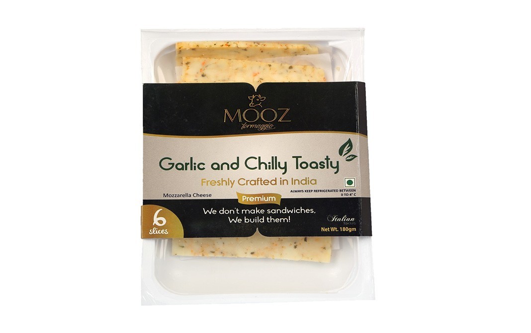 Mooz Garlic & Chilli toasty Mozzarella Cheese premium   Party Pack  180 grams